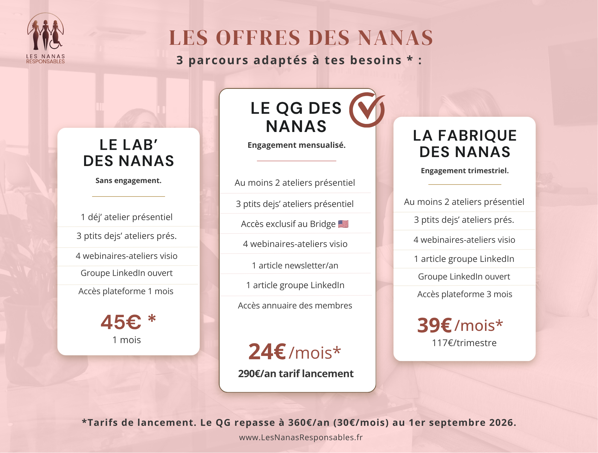 3 offres d'abonnement à la plateforme des Nanas Responsables